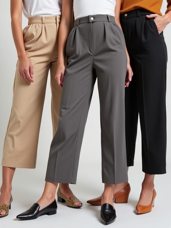 다양한 스타일의 바지와 스커트